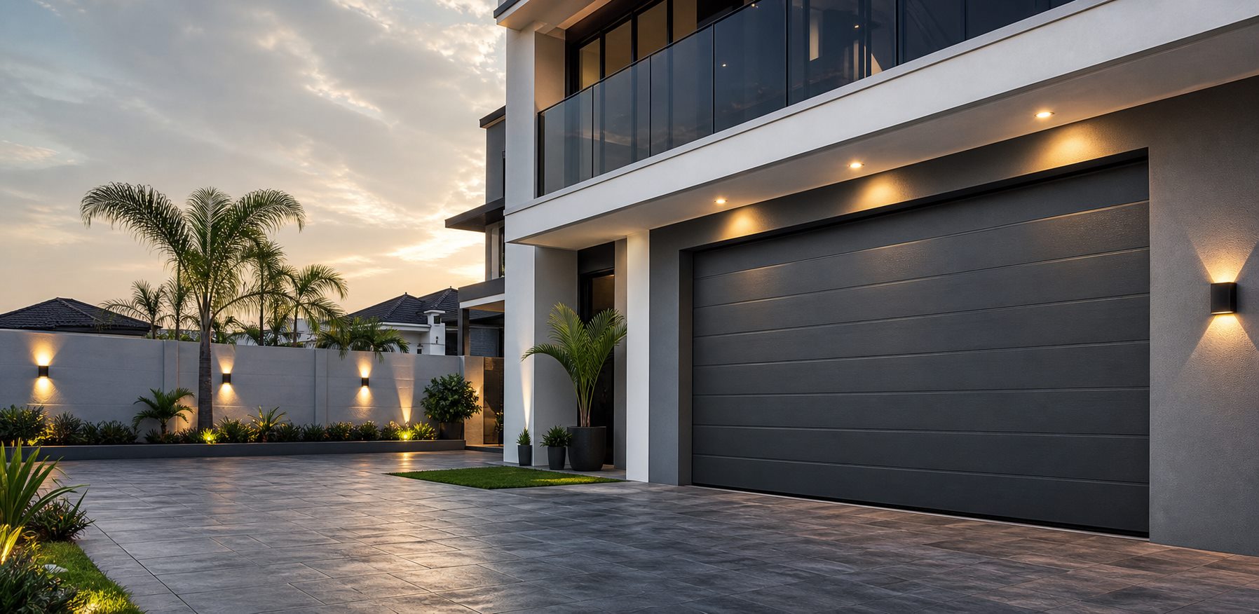 Modern home with Stanada automatic garage door